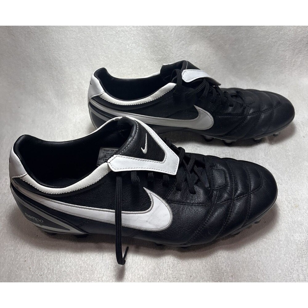 Nike Air Legend II FG Tiempo Soccer Cleats Black And White 317041-011 Size 12